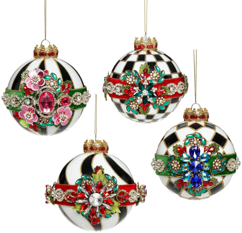 GOODWILL Mark Roberts Box Set 4 sfere di natale in vetro con gioielli per albero D10 cm