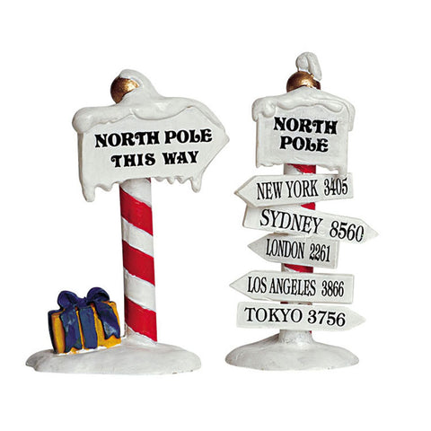 LEMAX Set of two "North Pole Signs" in polyresin H7 cm