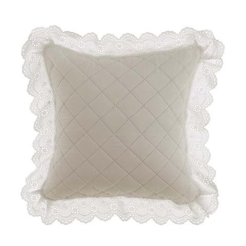 Blanc Mariclò Cuscino arredo naturale con gale in pizzo "Estate di Sangallo" 45x45 cm