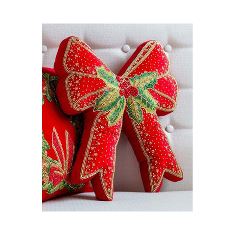 Coussin de Noël Blanc Mariclò en forme de nœud 38x40x5 cm 3 variantes (1 unité)