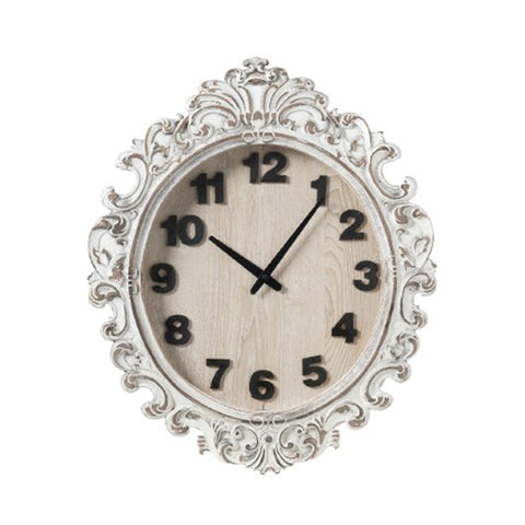 L'ART DI NACCHI Horloge murale ovale travaillée en bois MDF blanc 51x5x61 cm