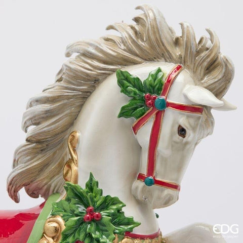 EDG Decoro natalizio cavallo a dondolo in poliresina 34x13xH37 cm