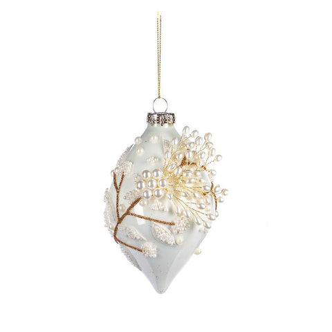 GOODWILL Sfera di Natale in vetro crema con decori 10 cm 3 varianti(1 unità)