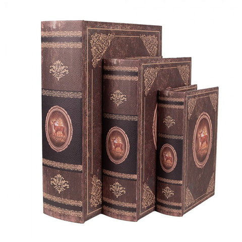 Clayre & Eef Set 3 Scatole Libri 27x22x7 / 22x17x6 / 17x12x4 cm
