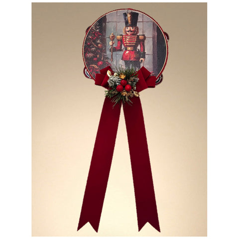 Madame Fioccò Tamburello di natale con fiocco "Schiaccianoci dei Sogni" 3 varianti(1 unità)