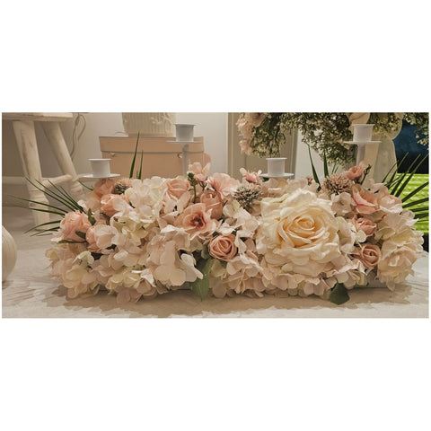 Fiori di Lena Candeliere 4 fiamme artigianale in metallo con decoro floreale L55x20xH24 cm - Angelica Home Stabia