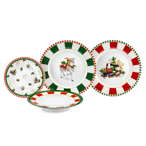 Fade Set 18 Christmas plates service for 6 people "Circus"