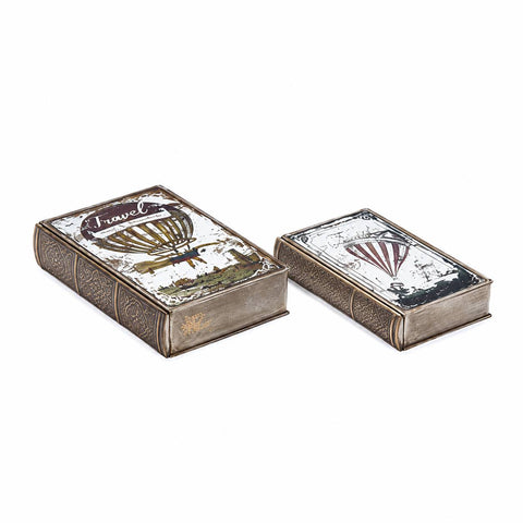 Bruco Set 2 Libri contenitori Mongolfiere con specchio "Travel"