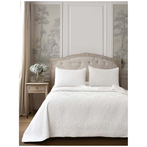 Blanc Mariclò Trapunta singola primaverile bianco in misto cotone "Ricamo di Cotone" 180x260 cm - Angelica Home Stabia