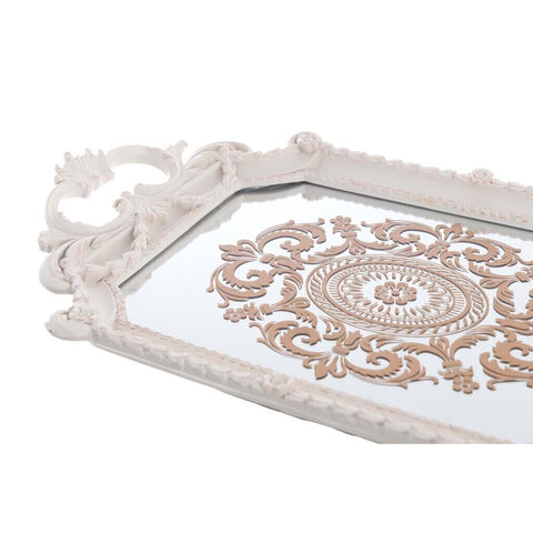 Blanc Mariclò Vassoio in resina con specchio Shabby Chic 47x26x5 cm