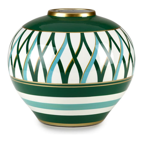 Fade Vase à fleurs en porcelaine verte et blanche "Circe" 24xH20 cm