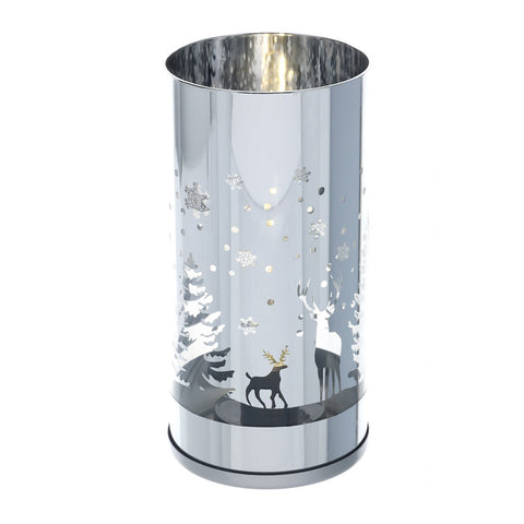 Hervit Lampada a batteria in vetro argento + scatola in regalo 10xh20 cm