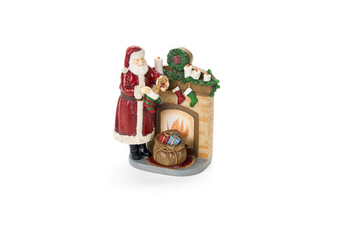 Nuvole di Stoffa Statuina natalizia Babbo natale con camino resina 15x8x18 cm