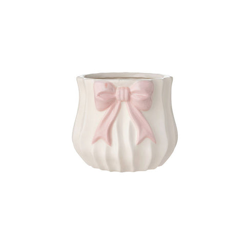 L'Arte di Nacchi Vaso in ceramica avorio fiocco rosa D19.5xH17 cm