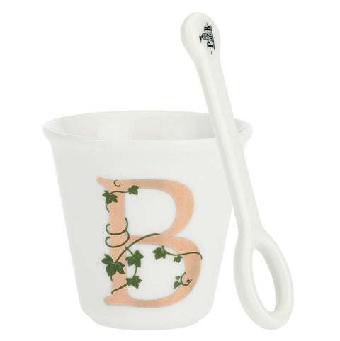 La Porcellana Bianca Glass set with initial spoon B "Unico" 75 ml