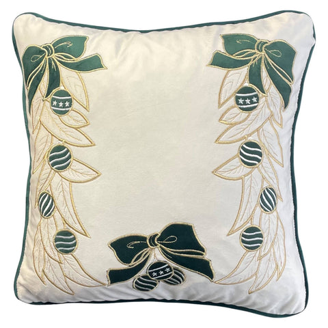 Coussin de Noël Clodette Broderie « Jolie » 47x47 cm 3 variantes (1 unité)