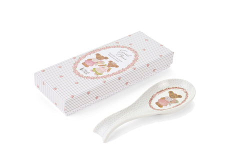 Cloth Clouds Porcelain spoon rest with teddy bear + "Sweet Bear" box 24 cm 2 variants (1 unit)