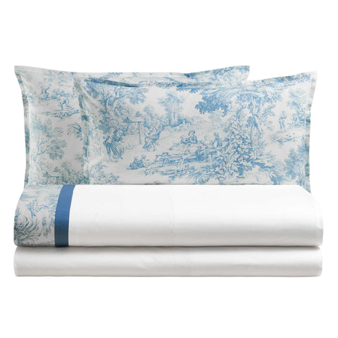 Bianco Perla Completo letto Eko matrimoniale in cotone "Toile de Jouy"