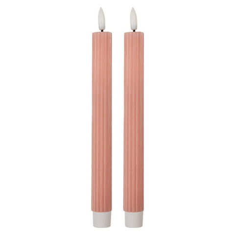 Clayre & Eef Set 2 Candele rosa con luce Led D2x25 cm / 2xAAA