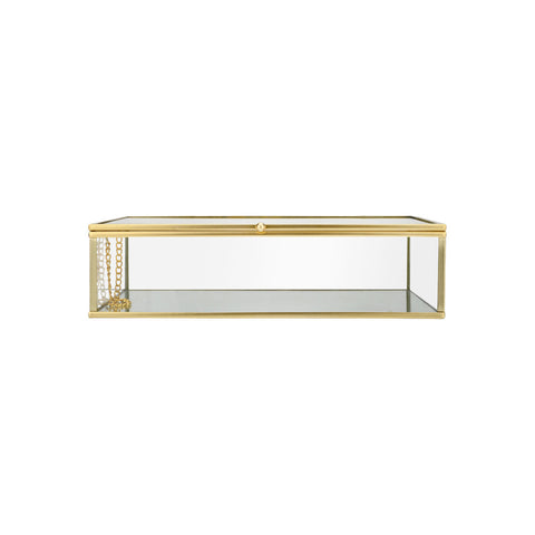 Estia Home Porta oggetti in vetro specchio e metallo oro 24x14xH6 cm