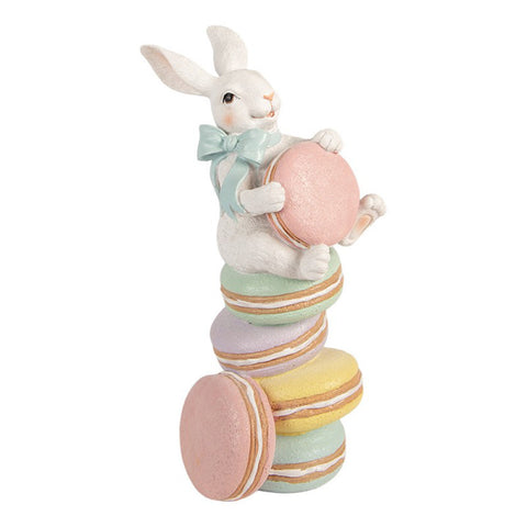 Clayre & Eef Statuina Coniglio pasquale con macaron 16x17xH37 cm