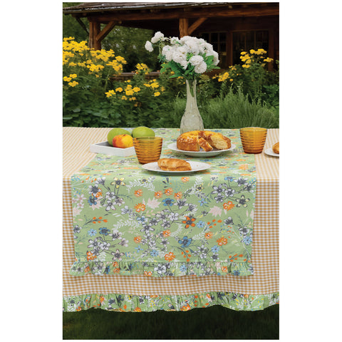 L'Atelier 17 Runner in tessuto verde con gala "Dolly" 50x150 cm