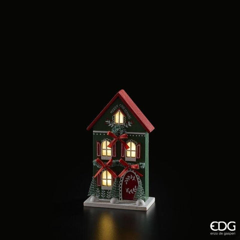 EDG casetta decoro natalizio con LED in legno 11,5x5,5xH19 cm