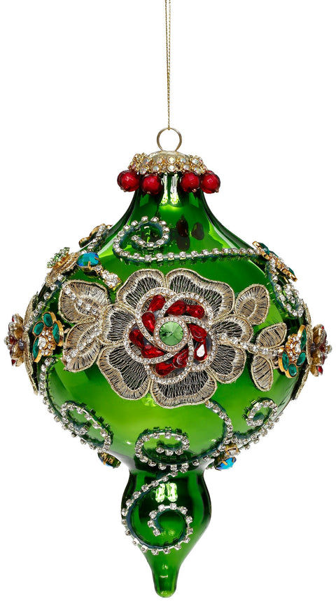 GOODWILL Mark Roberts Sfera di natale in vetro verde con gioielli "Kings Jewel" 20 cm