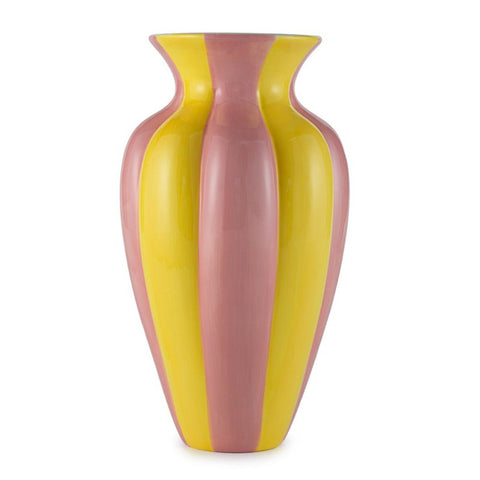 Henriette Vaso portafiori in vetro rosa/limone "Maison Duo" D17xH30 cm