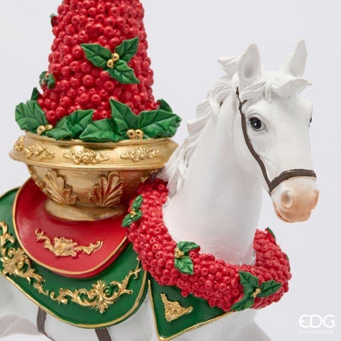 EDG Cavallo a dondolo con decori in poliresina 36,5x13xH43,5 cm