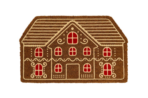 Nuvole di Stoffa Zerbino tappeto natalizio per ingresso casetta con finestre rosse in cocco 45x75 cm