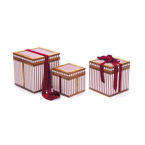 Bruco Set 3 pezzi Cappelliere di natale quadre in legno bianco/rosso