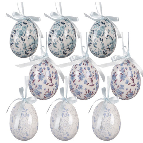Clayre & Eef Set 9 Decori Uova di pasqua decorative da appendere D5xH8 cm