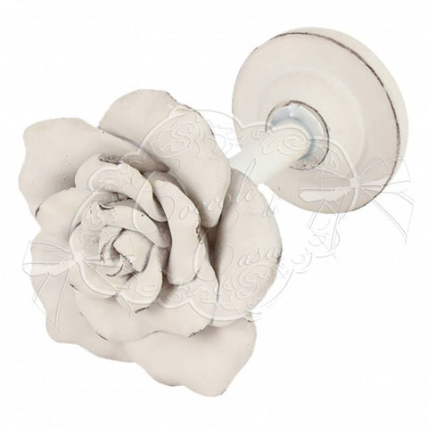 Coccole di Casa Set 2 Fermatenda in resina crema effetto anticato "Rosa" 13x8.5x8.5 cm