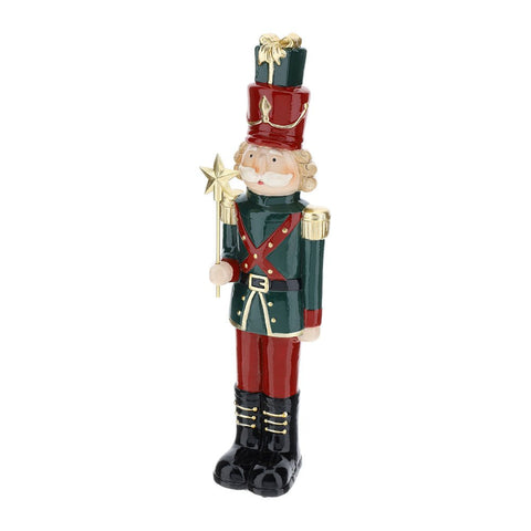 Hervit Decoro natalizio statuina soldatino in ceramica lucida H38 cm