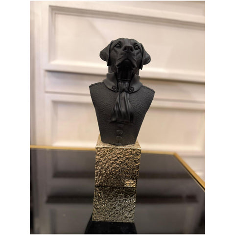 Chiaraela Statuina Busto grande Cane nero su base oro 9xH24 cm
