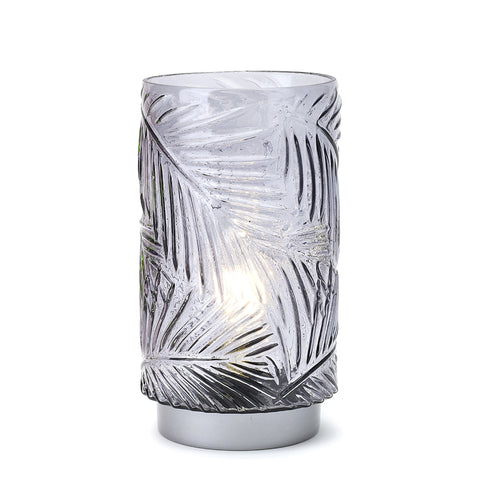 Lampe à pile en verre gris Hervit "Felce" + coffret cadeau 11xh20 cm