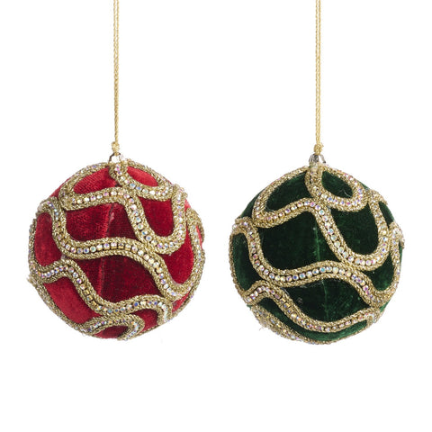 GOODWILL Velvet bauble with jewels D10 cm 2 variants (1pc)