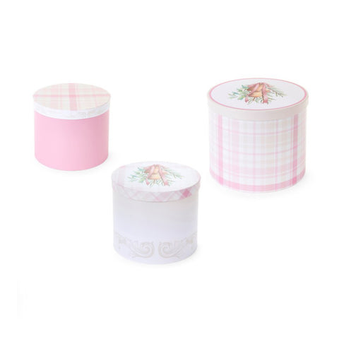 Lot de 3 boîtes de Noël rondes « Darling » en tissu Nuages ​​20/23/26 cm
