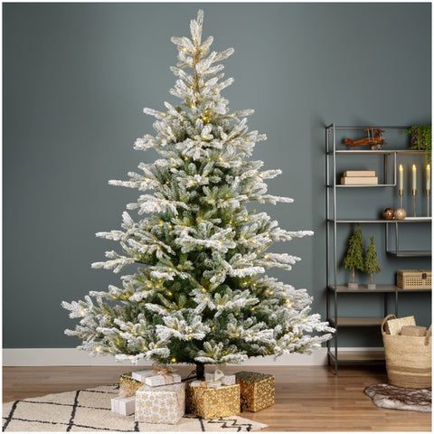 Sapin de Noël Kaemingk Grandis enneigé et pré-illuminé avec 700 lumières LED, D162 x H240 cm