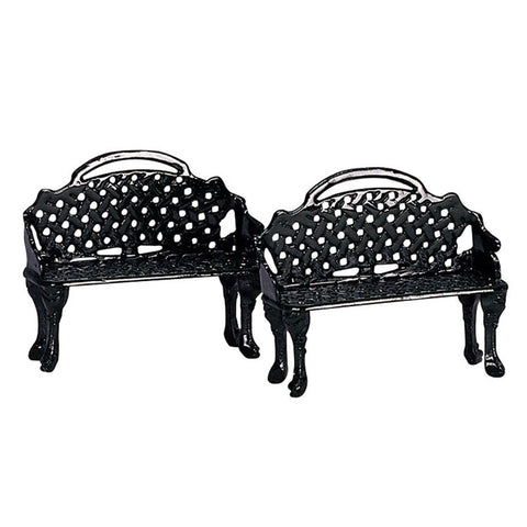 LEMAX Set of two black "Patio Bench" metal benches H3.5 cm