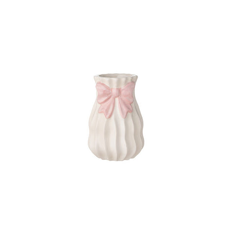L'Arte di Nacchi Vaso in ceramica avorio fiocco rosa 11x11xH16 cm