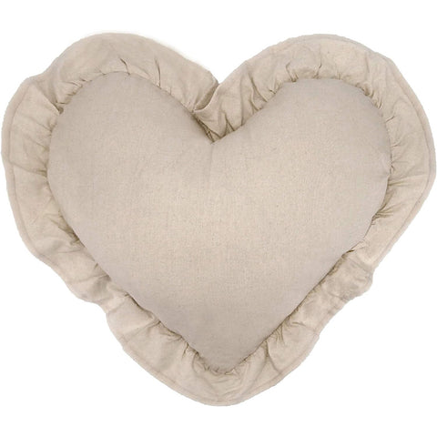 L'ATELIER 17 Coussin décoratif forme coeur avec volant en coton, Collection : "Essentiel" Shabby Chic 40x45 cm 6 variantes