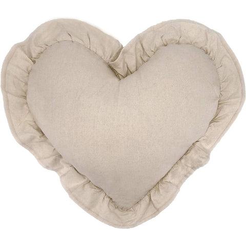 L'ATELIER 17 Cuscino arredo decorativo a cuore con balza in cotone, Collezione: "Essentiel" Shabby Chic 40x45 cm 6 varianti