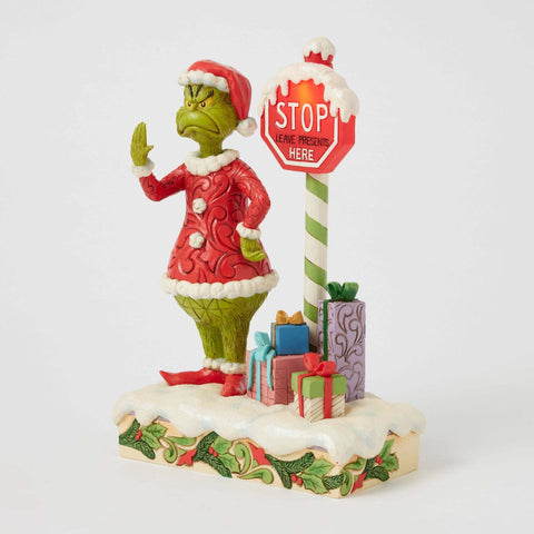 Figurine de Noël Grinch Enesco avec panneau d'arrêt, Jim Shore H 24 cm