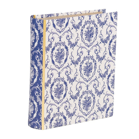Clayre & Eef Scatola Libro contenitore in cartone bianco/blu con fiori 17x14x5 cm