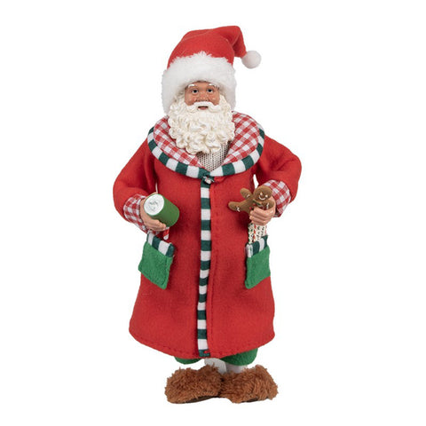 Clayre &amp; Eef Figurine Père Noël en pyjama avec petit homme 15x9xH28 cm 