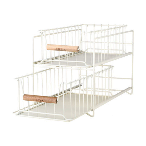 Estia Home Cestino Portaoggetti a 2 livelli in metallo "Allure" 36.5x20.7xH25 cm