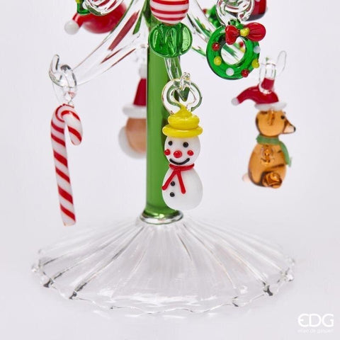 EDG Portacandela di natale con decorazioni in vetro Ø8 H20 cm