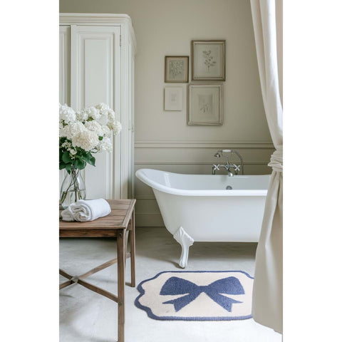 Tapis de bain en coton Blanc Mariclò avec nœud 50x70 cm